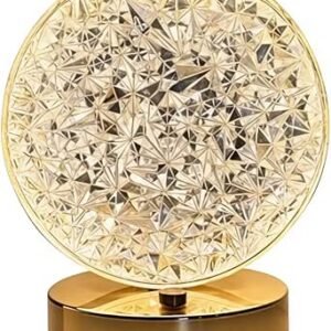 مصباح طاولة كريستالي دائري بإضاءة LED